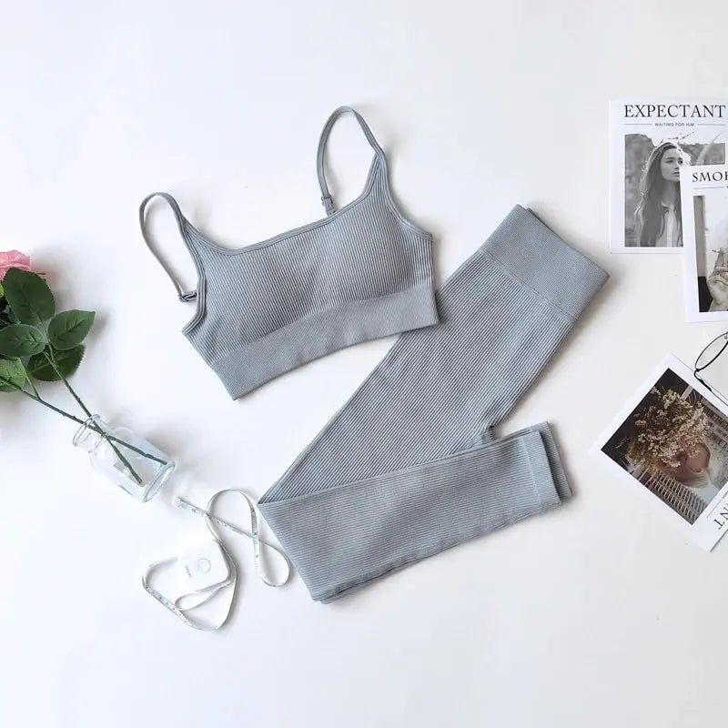 2/3/7Piece Seamless Yoga Set Women Sports Suits Workout Bra Cropped Sports High Waist Gym Legging Fitness Wear
