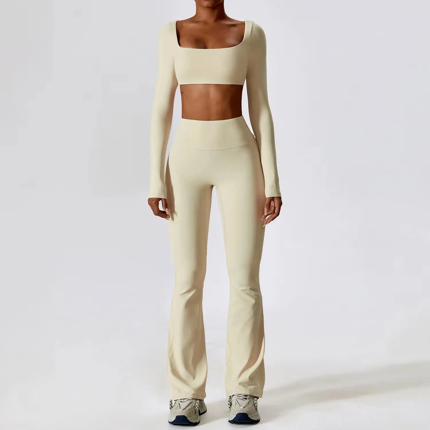Yoga Set 2PCS Seamless Women Sportswear Workout Clothes Athletic Wear Gym Legging Fitness Bra Crop Top Long Sleeve Sports Suits