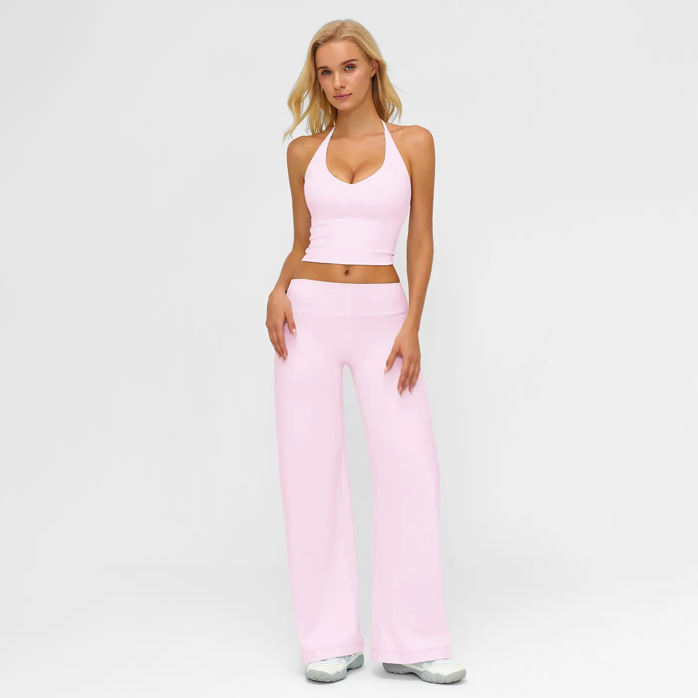 MFVIM Sporty Two-Piece Set Women’S Plain Crop Cami Top & Flare Leg Pants Sports Set, Sporty Casual Comfy Breathable Two-Piece Outfits for Yoga, Gym, Workout, Running, Gym Workout Clothes,Summerwins