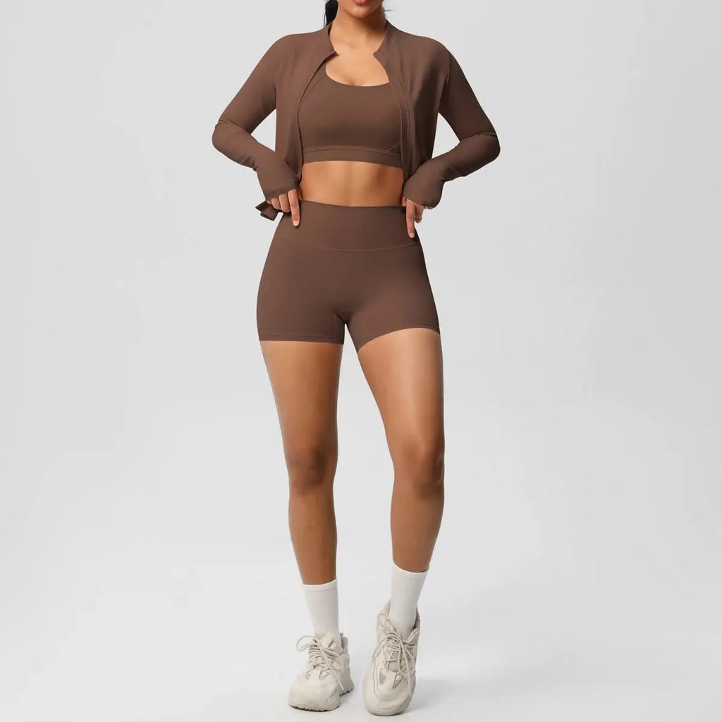3PCS Yoga Set Nude Feeling Workout Sets Women Tracksuit Gym Push up Fitness Running Workout Sportwear Sport Bra Leggings Suit