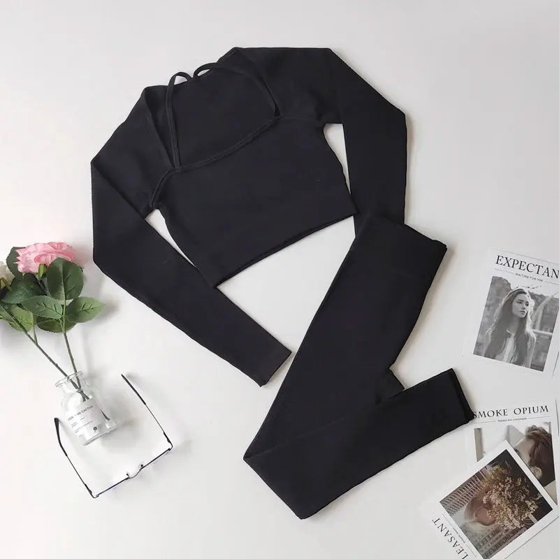 2/3/7Piece Seamless Yoga Set Women Sports Suits Workout Bra Cropped Sports High Waist Gym Legging Fitness Wear