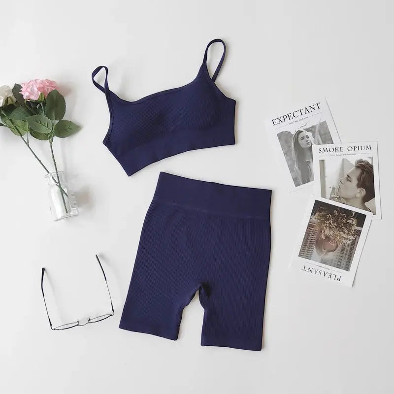 2/3/7Piece Seamless Yoga Set Women Sports Suits Workout Bra Cropped Sports High Waist Gym Legging Fitness Wear