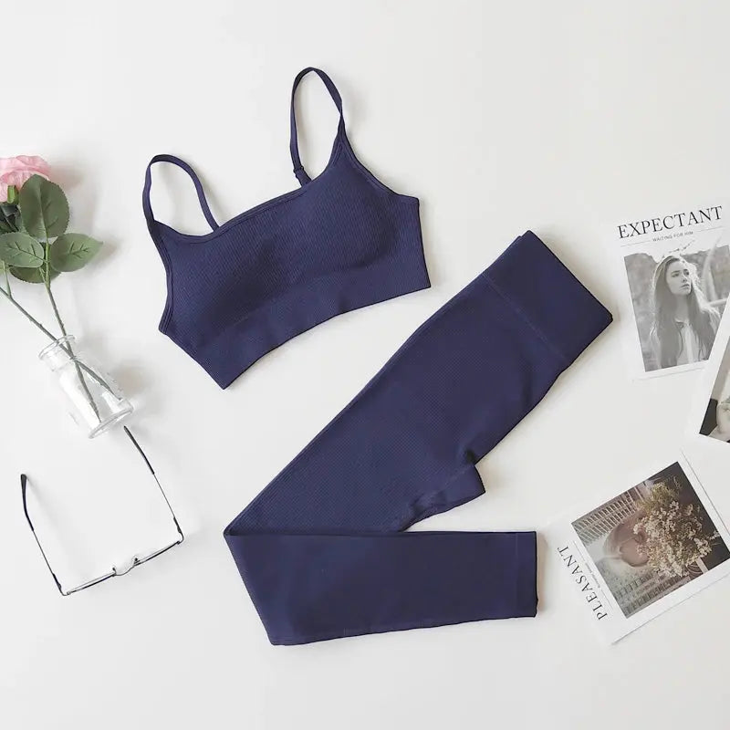 2/3/7Piece Seamless Yoga Set Women Sports Suits Workout Bra Cropped Sports High Waist Gym Legging Fitness Wear