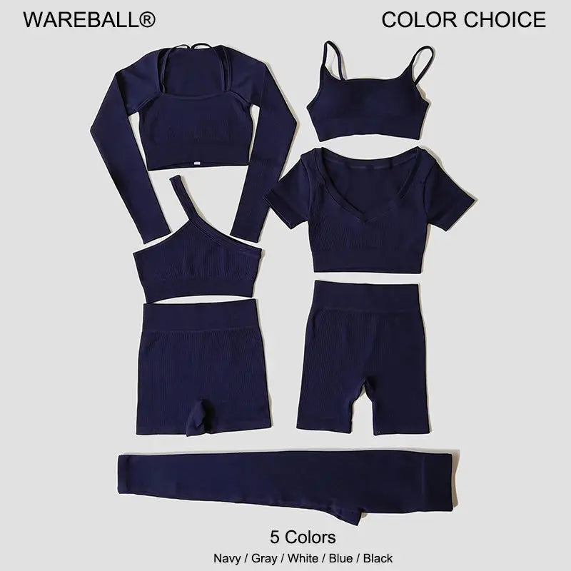 2/3/7Piece Seamless Yoga Set Women Sports Suits Workout Bra Cropped Sports High Waist Gym Legging Fitness Wear