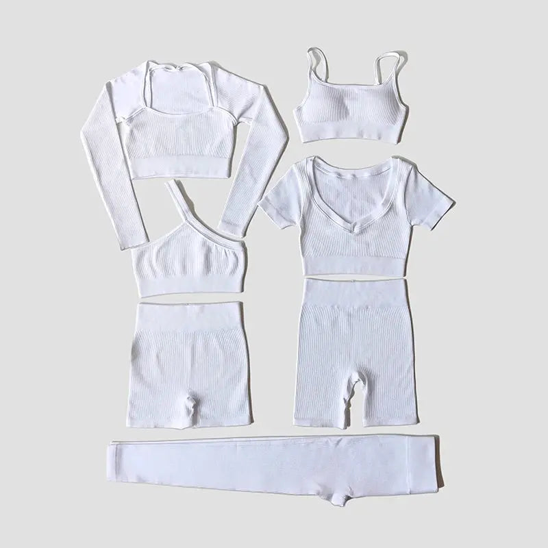 2/3/7Piece Seamless Yoga Set Women Sports Suits Workout Bra Cropped Sports High Waist Gym Legging Fitness Wear