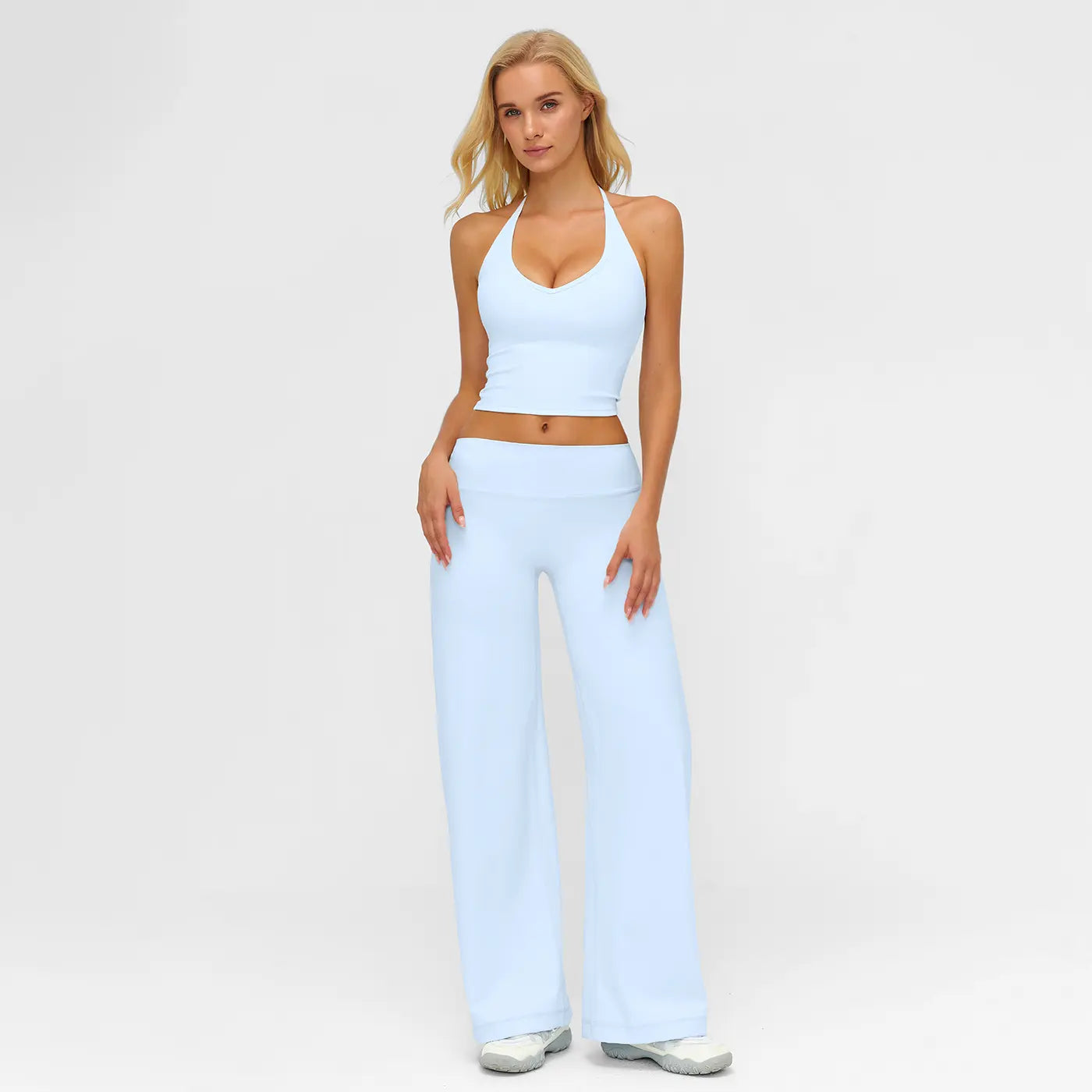 MFVIM Sporty Two-Piece Set Women’S Plain Crop Cami Top & Flare Leg Pants Sports Set, Sporty Casual Comfy Breathable Two-Piece Outfits for Yoga, Gym, Workout, Running, Gym Workout Clothes,Summerwins
