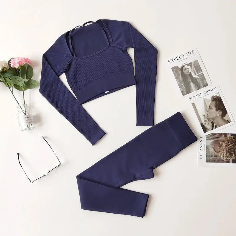 2/3/7Piece Seamless Yoga Set Women Sports Suits Workout Bra Cropped Sports High Waist Gym Legging Fitness Wear