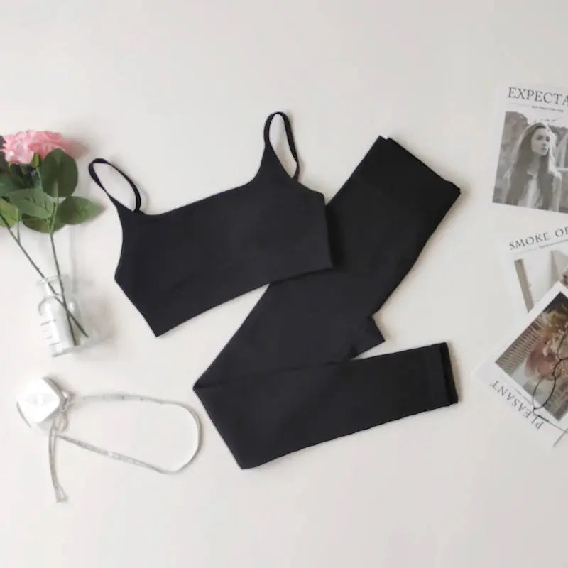 2/3/7Piece Seamless Yoga Set Women Sports Suits Workout Bra Cropped Sports High Waist Gym Legging Fitness Wear