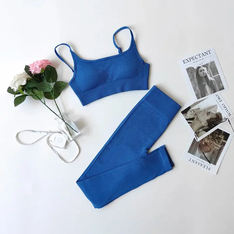 2/3/7Piece Seamless Yoga Set Women Sports Suits Workout Bra Cropped Sports High Waist Gym Legging Fitness Wear