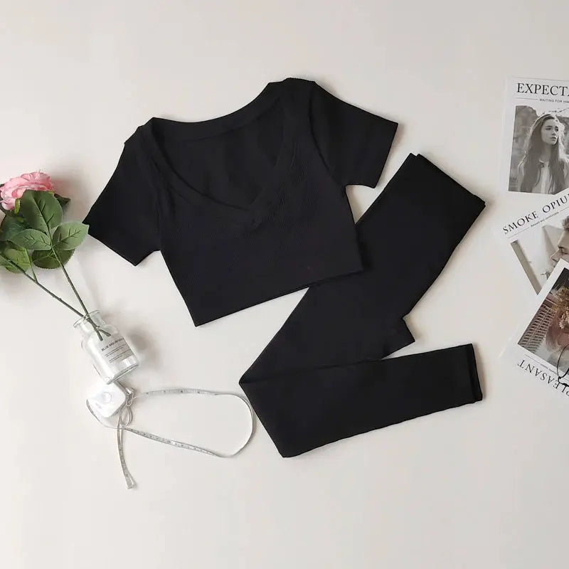 2/3/7Piece Seamless Yoga Set Women Sports Suits Workout Bra Cropped Sports High Waist Gym Legging Fitness Wear
