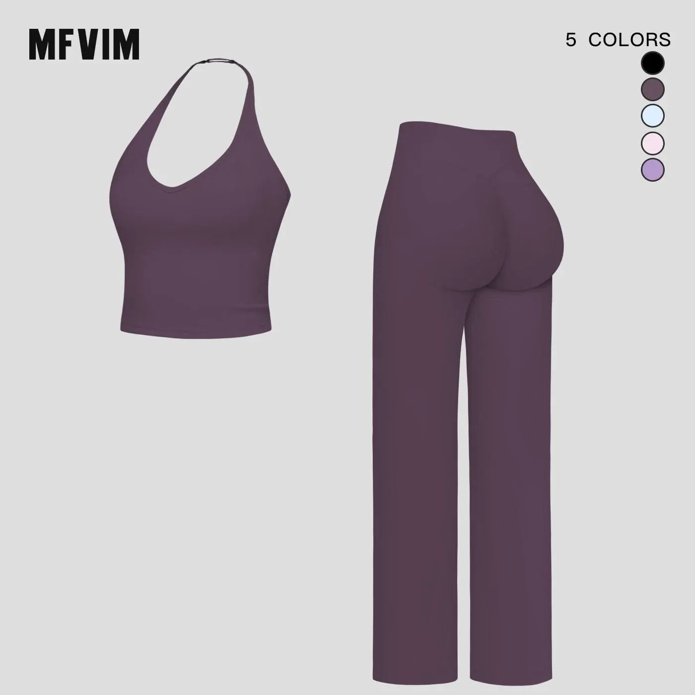 MFVIM Sporty Two-Piece Set Women’S Plain Crop Cami Top & Flare Leg Pants Sports Set, Sporty Casual Comfy Breathable Two-Piece Outfits for Yoga, Gym, Workout, Running, Gym Workout Clothes,Summerwins